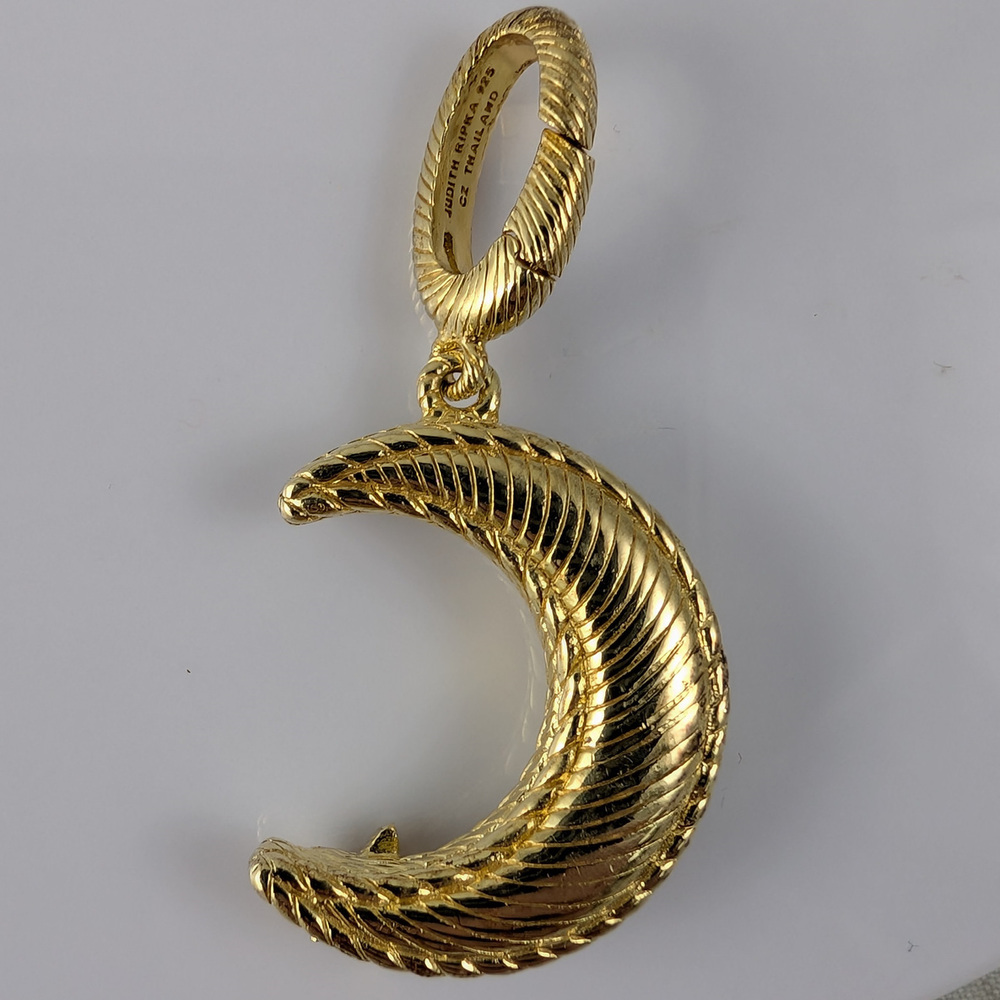 Judith Ripka Moon & Star Diamonique Necklace Pendant Gold - Picture 4 of 7